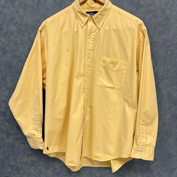 Ralph Lauren Big Shirt Long Sleeve Button Down Casual Top Yellow‎ XL - Picture 1 of 7